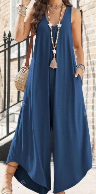 V-neck Trumpet Wide Leg Jumpsuit