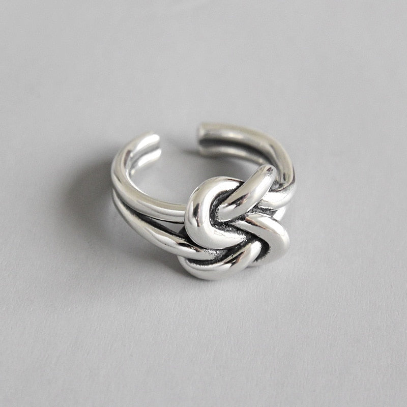 100% 925 Sterling Silver Double Knot Rings For Women