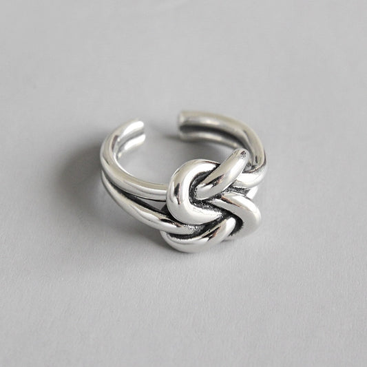 100% 925 Sterling Silver Double Knot Rings For Women