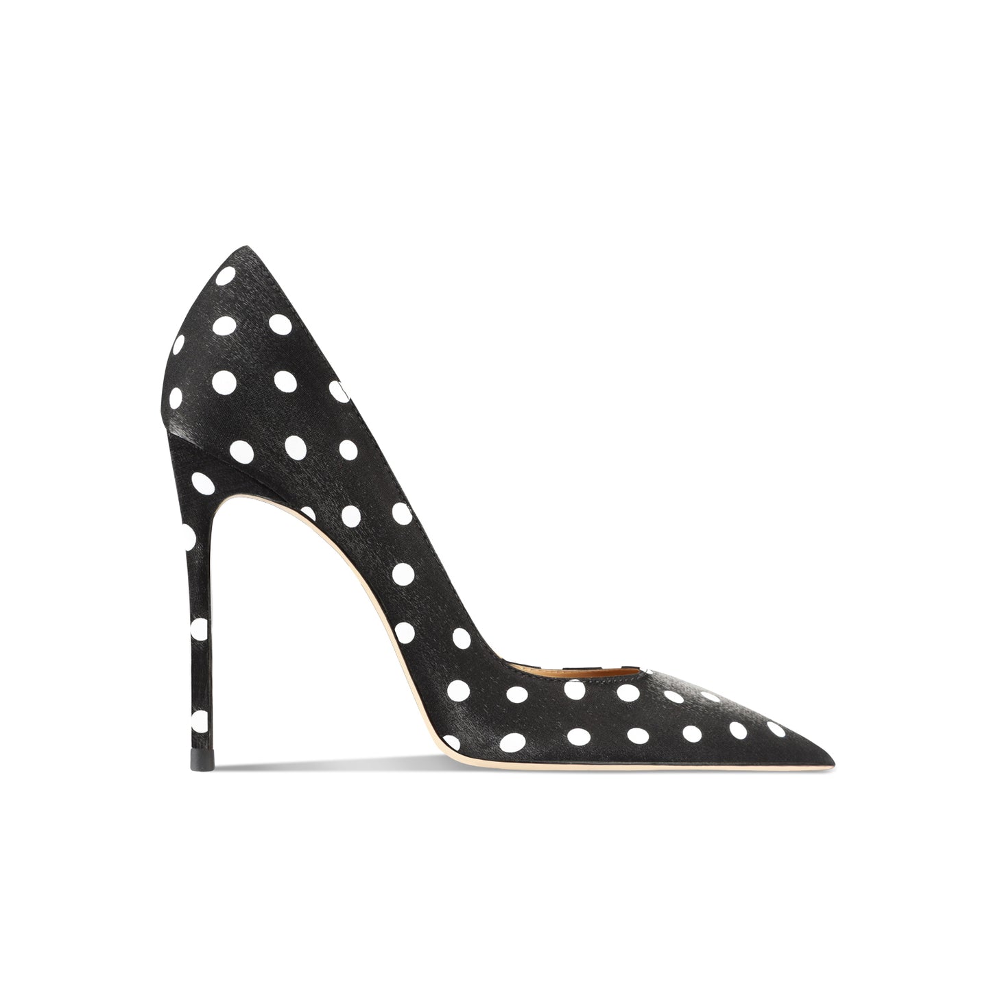 Leather Black Polka Dot High-Heeled Shoes With Thin Heels New French Shoes