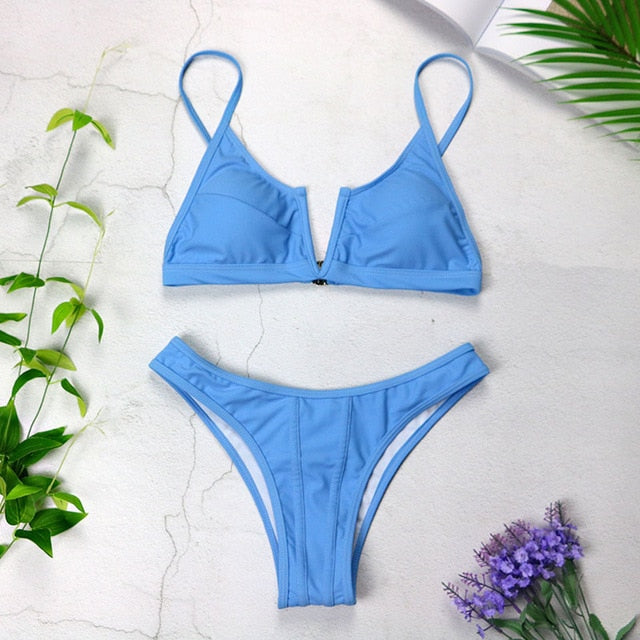 V Neck Bikini Swimsuit