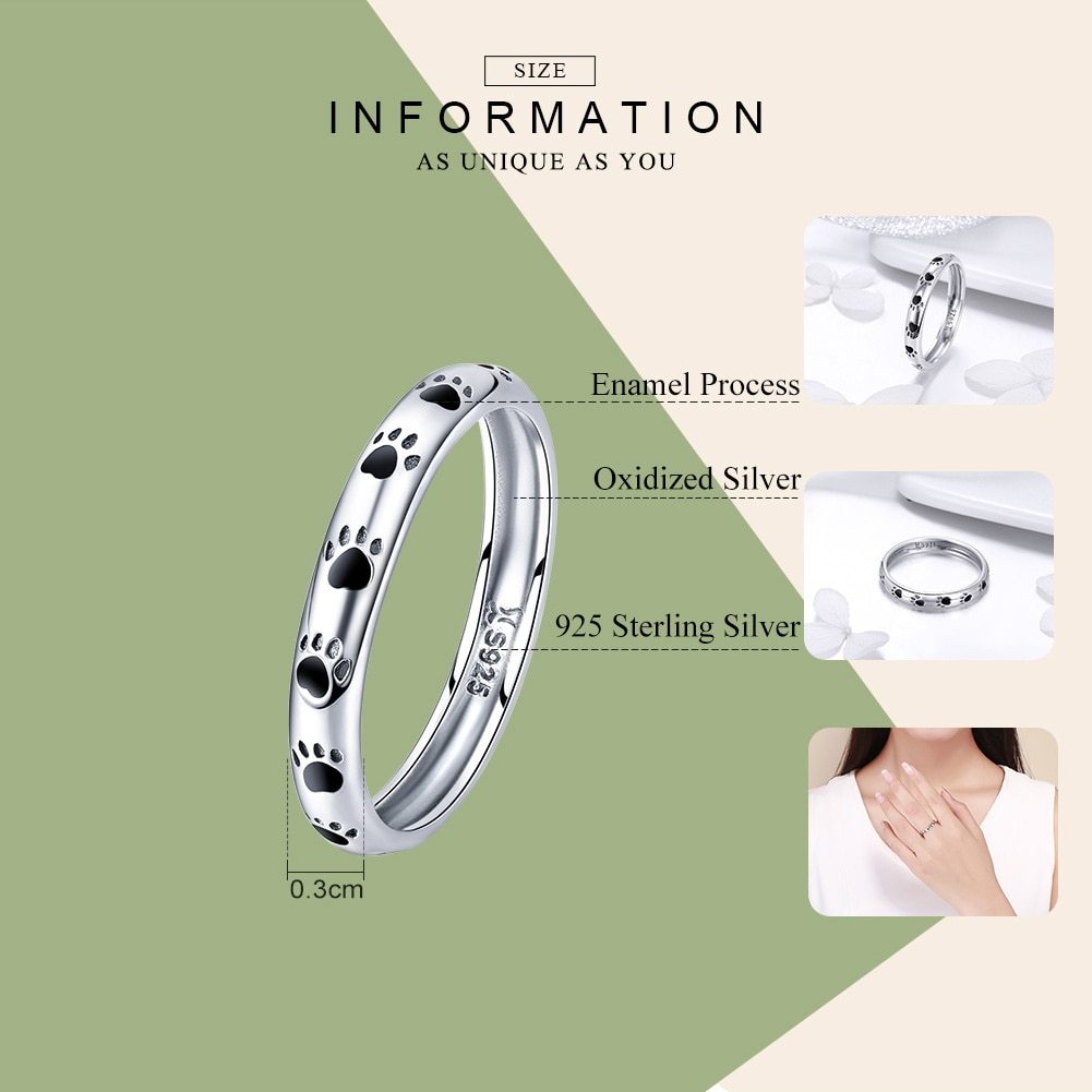 Ring with engraved puppy footprints Puppy Kisses