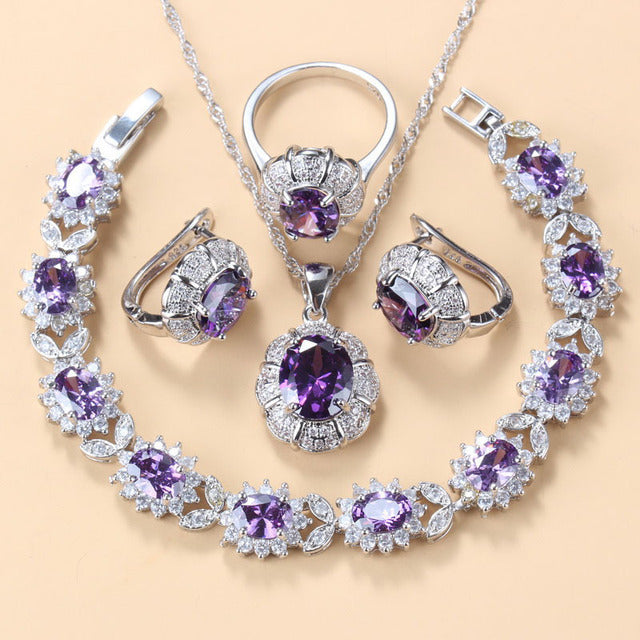 Earrings Necklace And Ring For Women 4 PCs Set