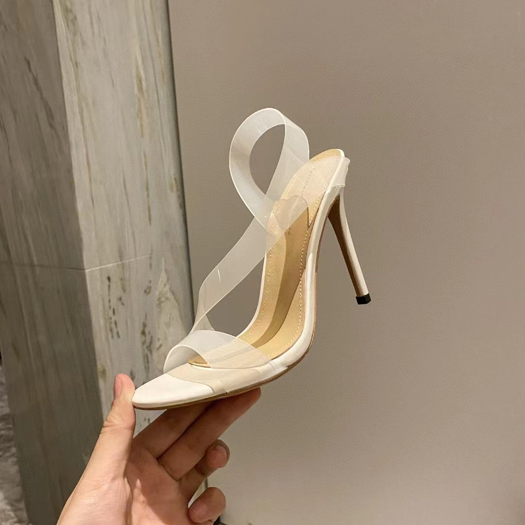High Heel PVC Formal Women Summer Stilettos Open Toe Shoes Women