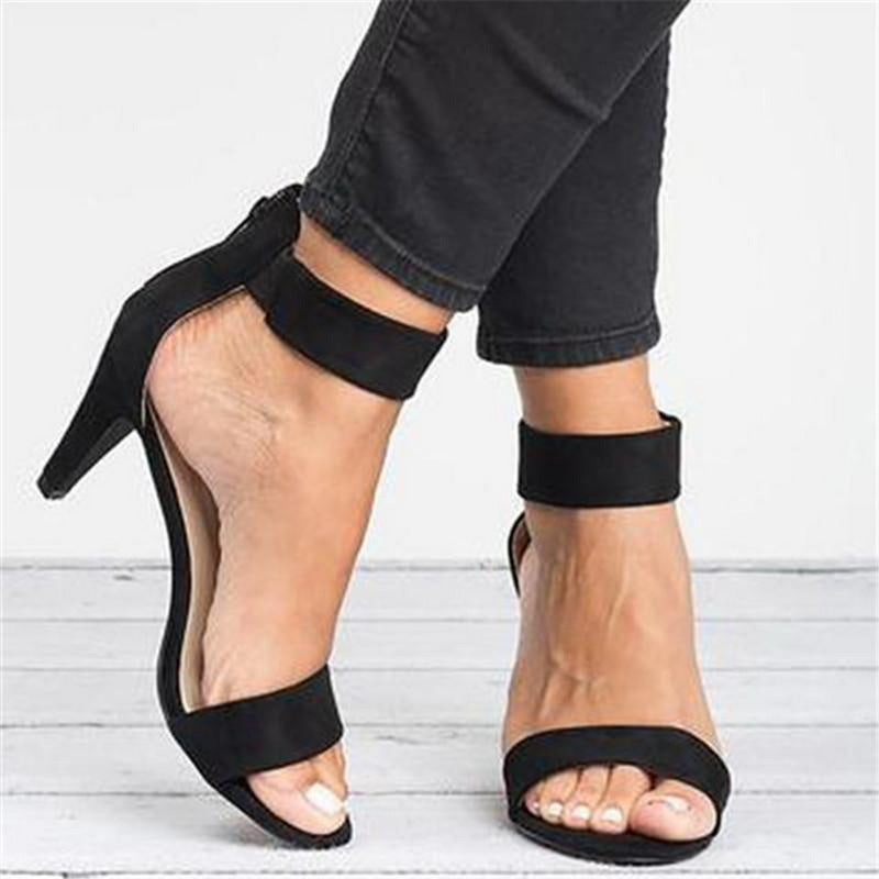 Women Flock Square Heel Sandals Leopard High Heels Buckle Strap Female Ladies Woman Sandal Shoes Girls
