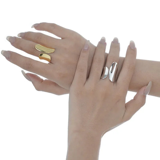 Real 925 Sterling Silver Fashion Hyperbole Smooth Surface Opening Ring