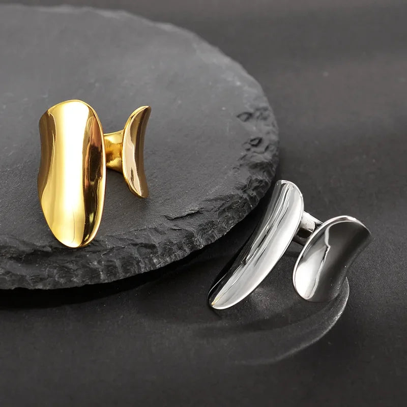 Real 925 Sterling Silver Fashion Hyperbole Smooth Surface Opening Ring