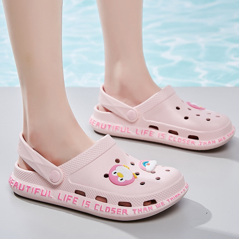 Women's Sandals red Lady Girl Sandals Summer Women Casual Jelly Shoes croc Sandals Hollow Out Mesh Flats Beach Flats Sandals