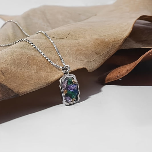 Gemstone Pendant Necklace Embellished With Colorful  Zircon Inlay Pendant Necklace, 925 Sterling Silver