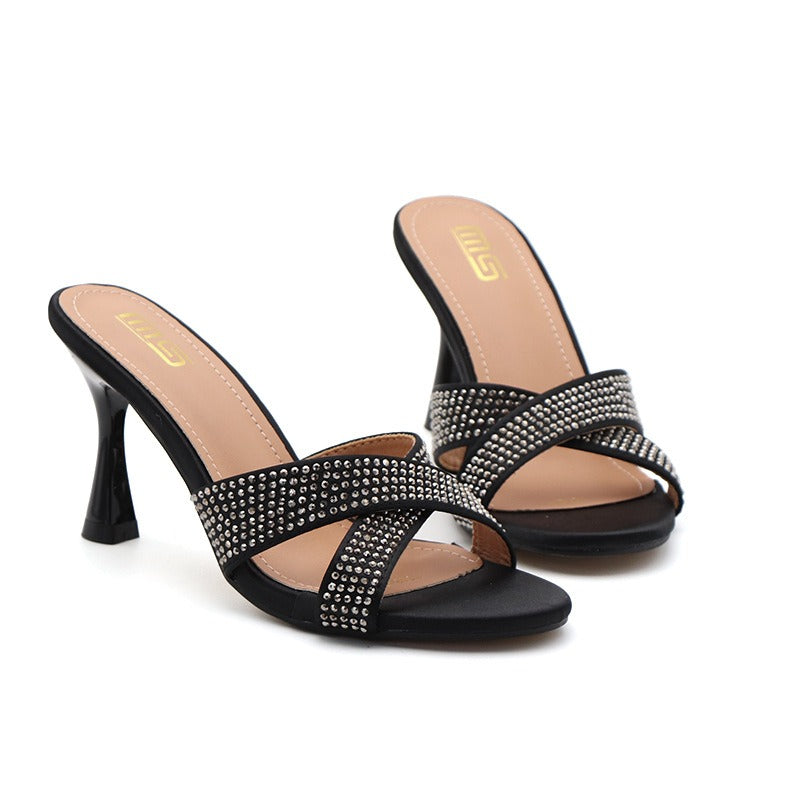Sexy slim heel rhinestone women's high heels