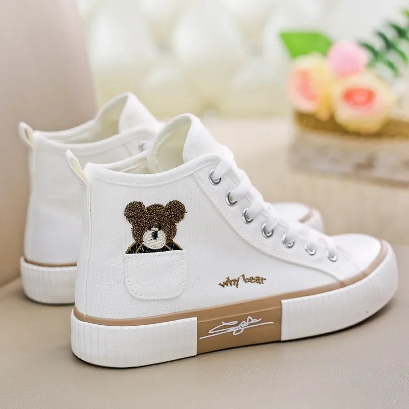 Cute Canvas Shoes Women Breathable Sneakers Brand Sport Shoes for Woman High Top Zapatos Mujer