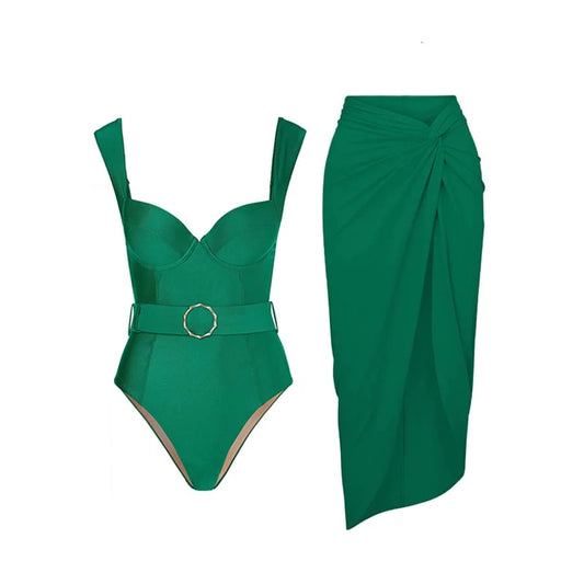One Piece Swimsuits Cover Up Women Luxury Swimwear Push Up Slim Bikini Elegant Bathing Suit