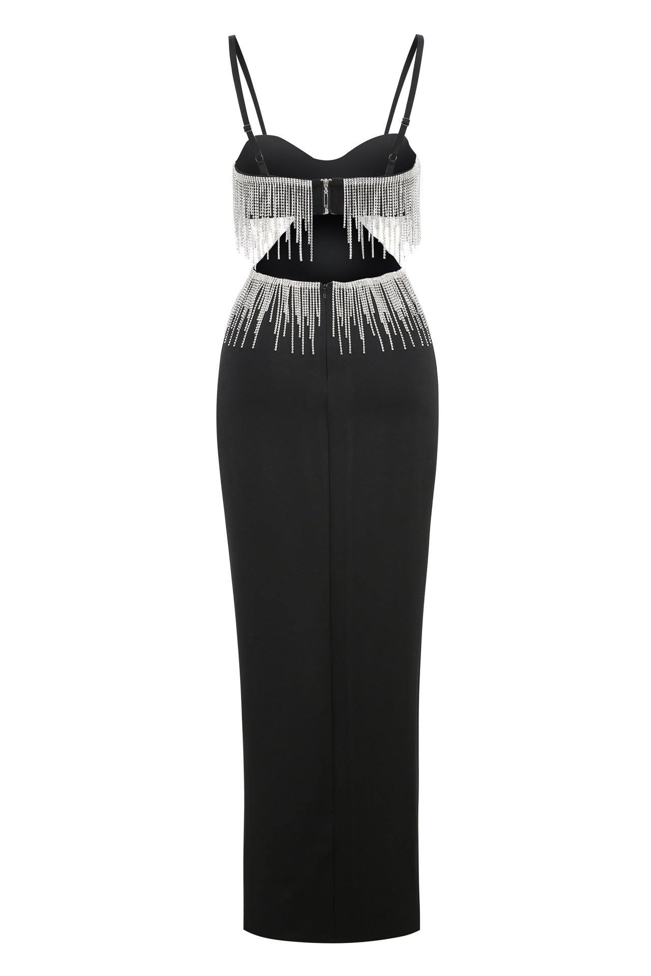 High Luxury Tassel Sexy High Waist Slit Suspender Dress