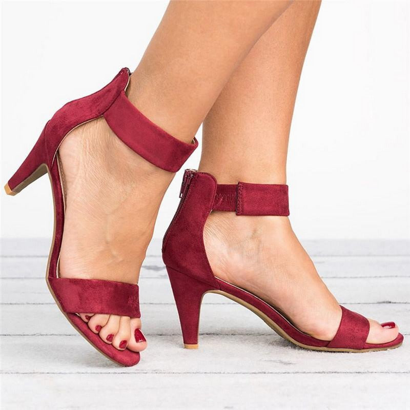 Women Flock Square Heel Sandals Leopard High Heels Buckle Strap Female Ladies Woman Sandal Shoes Girls