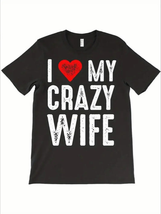 I Love My Crazy Wife Funny Wife Humor Meme Quote Premium XL-4XL T-Shirt Long Sleeves