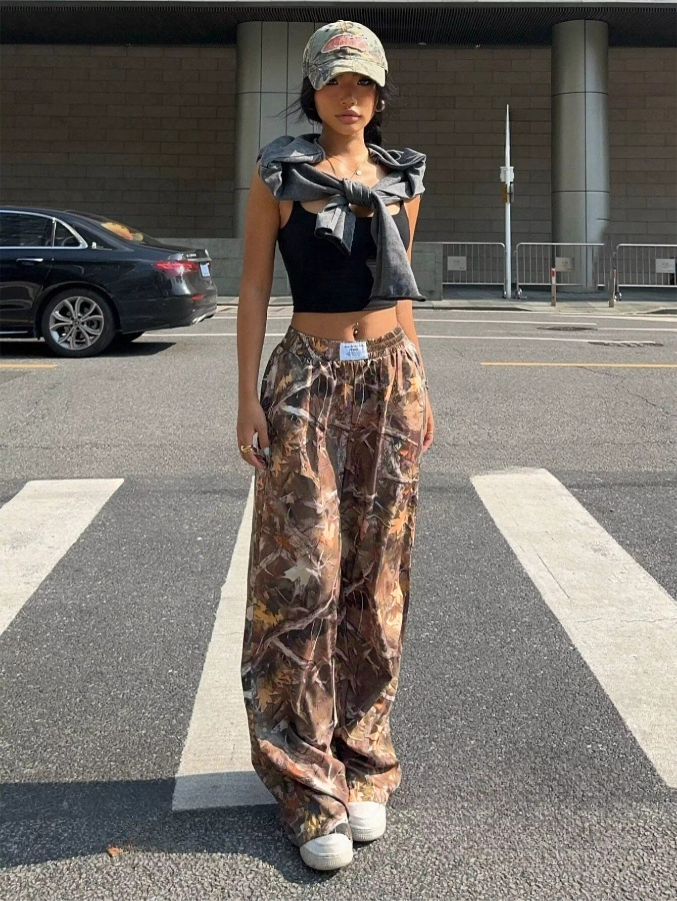 Slimming Casual Retro Multi-pocket Camouflage Cargo Pants For Women Cargo Grunge Baggy Trousers