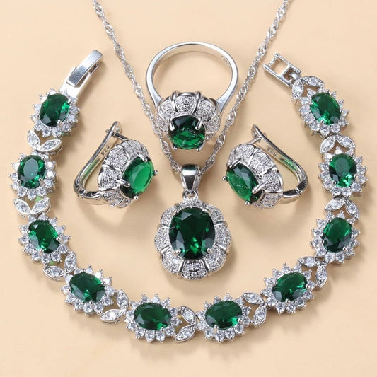 Earrings Necklace And Ring For Women 4 PCs Set