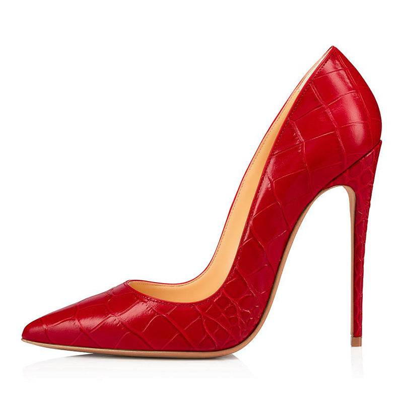 Crocodile 12cm high heels, pointed shallow high heels
