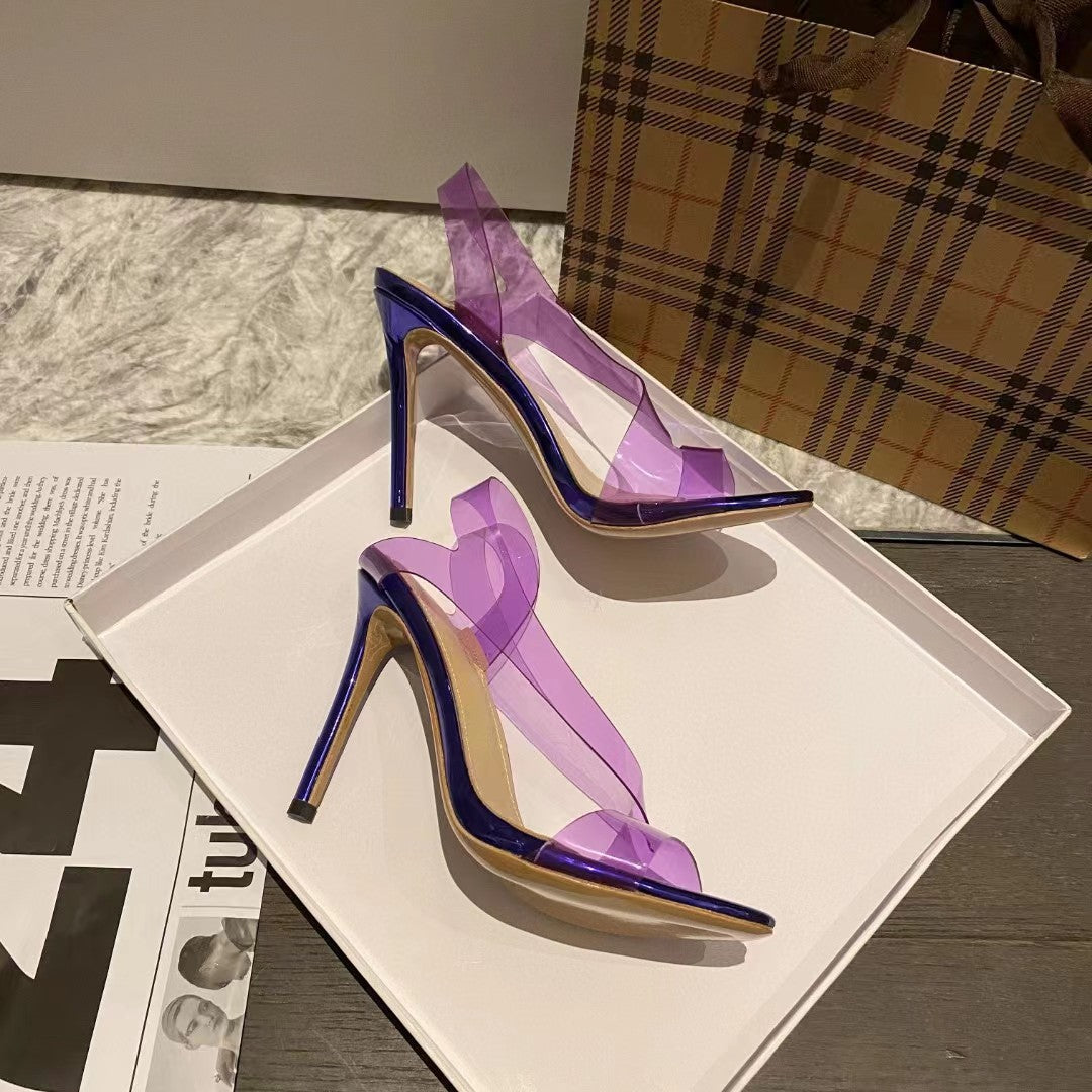 High Heel PVC Formal Women Summer Stilettos Open Toe Shoes Women