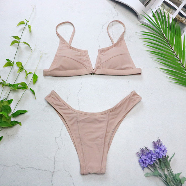 V Neck Bikini Swimsuit