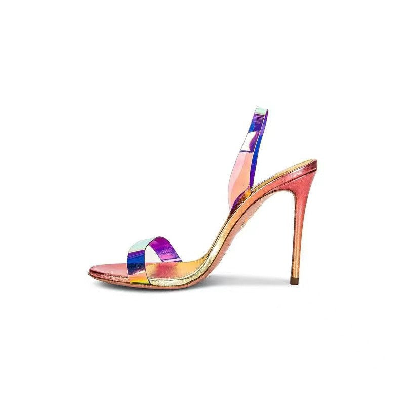New round head strip with a fashionable and minimalist look, slim ultra-high heels