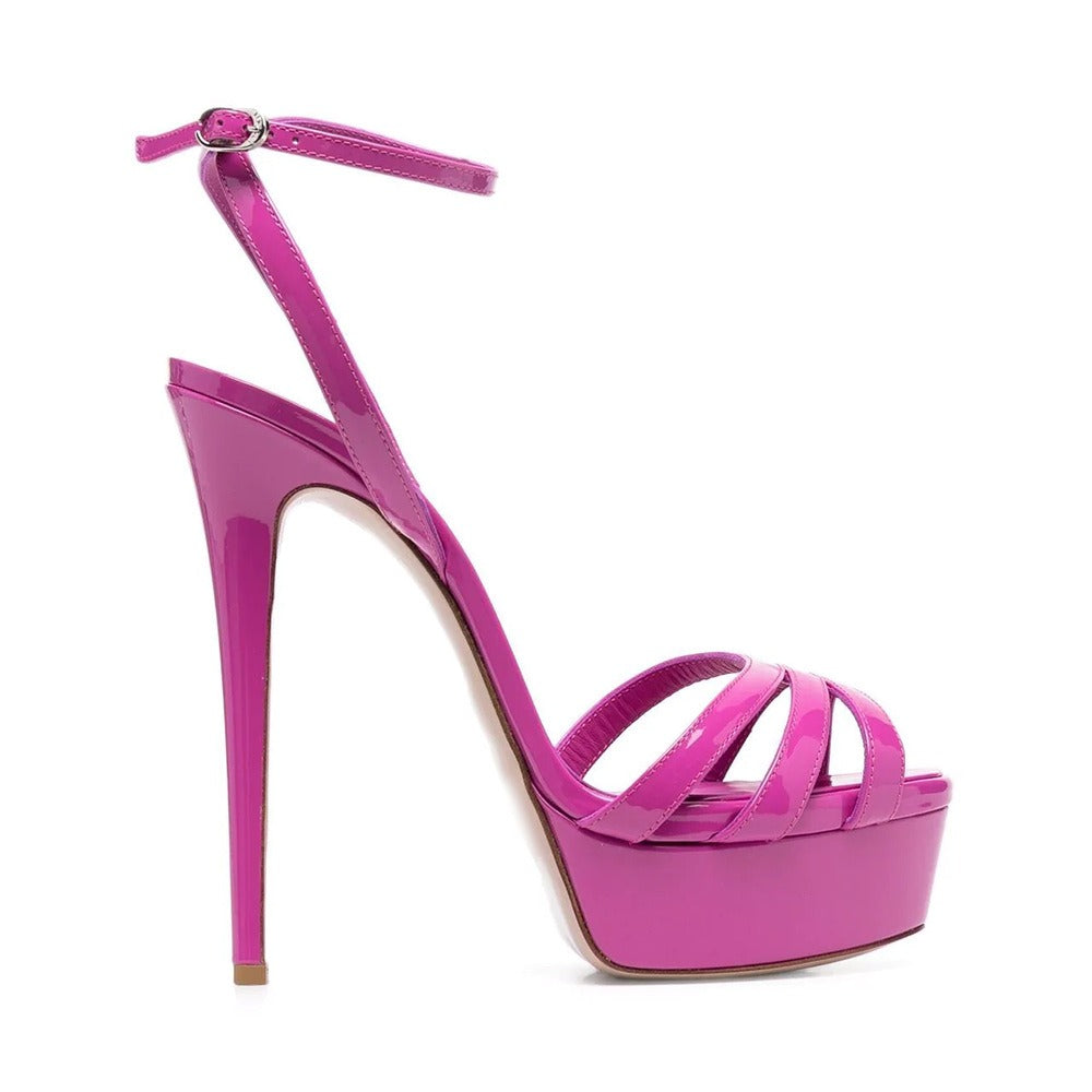 Plus Size Platform Outdoor Womens Sandals With Round Toe Ankle Buckle and Slim High Heels For Womens
