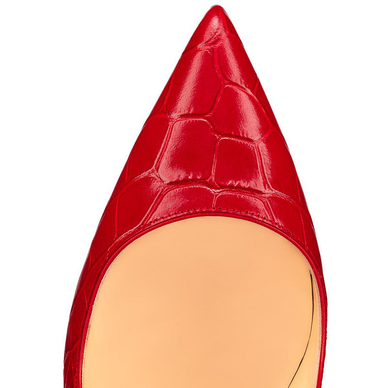 Crocodile 12cm high heels, pointed shallow high heels