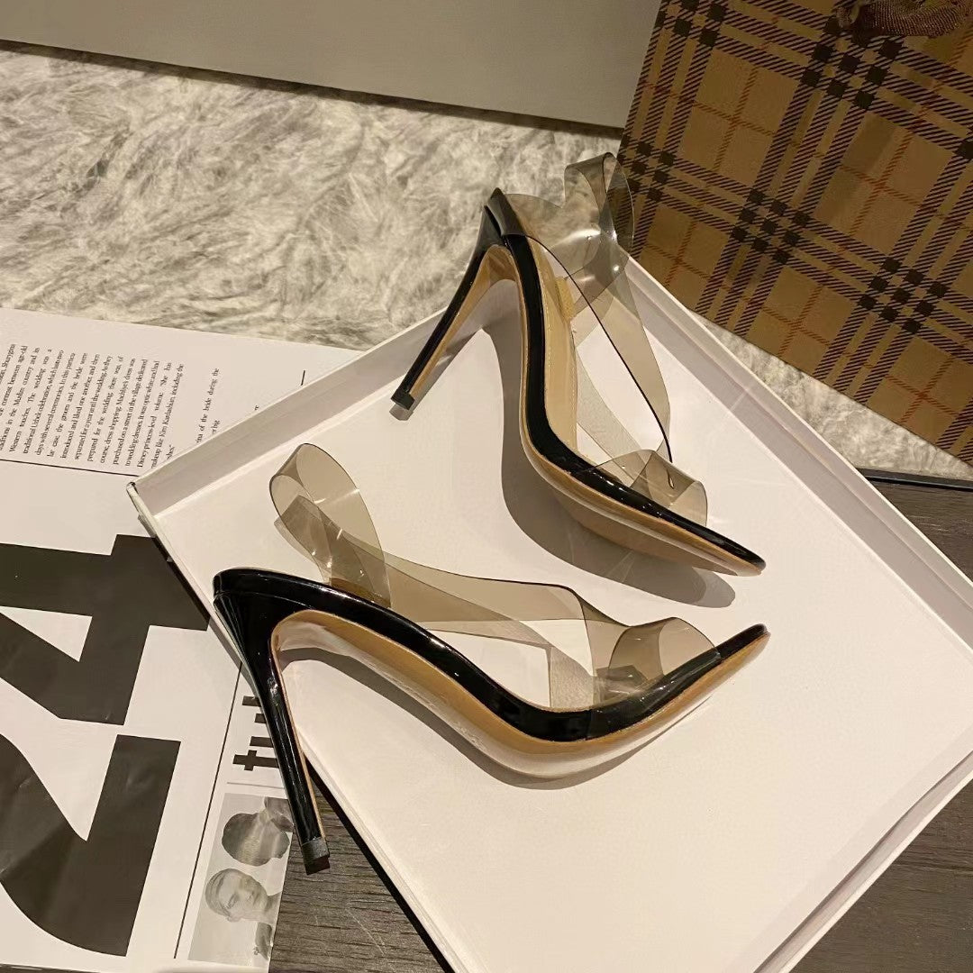 High Heel PVC Formal Women Summer Stilettos Open Toe Shoes Women