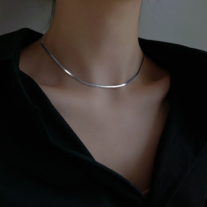 Women's 925 Sterling Silver Plated Snake Bone Necklace