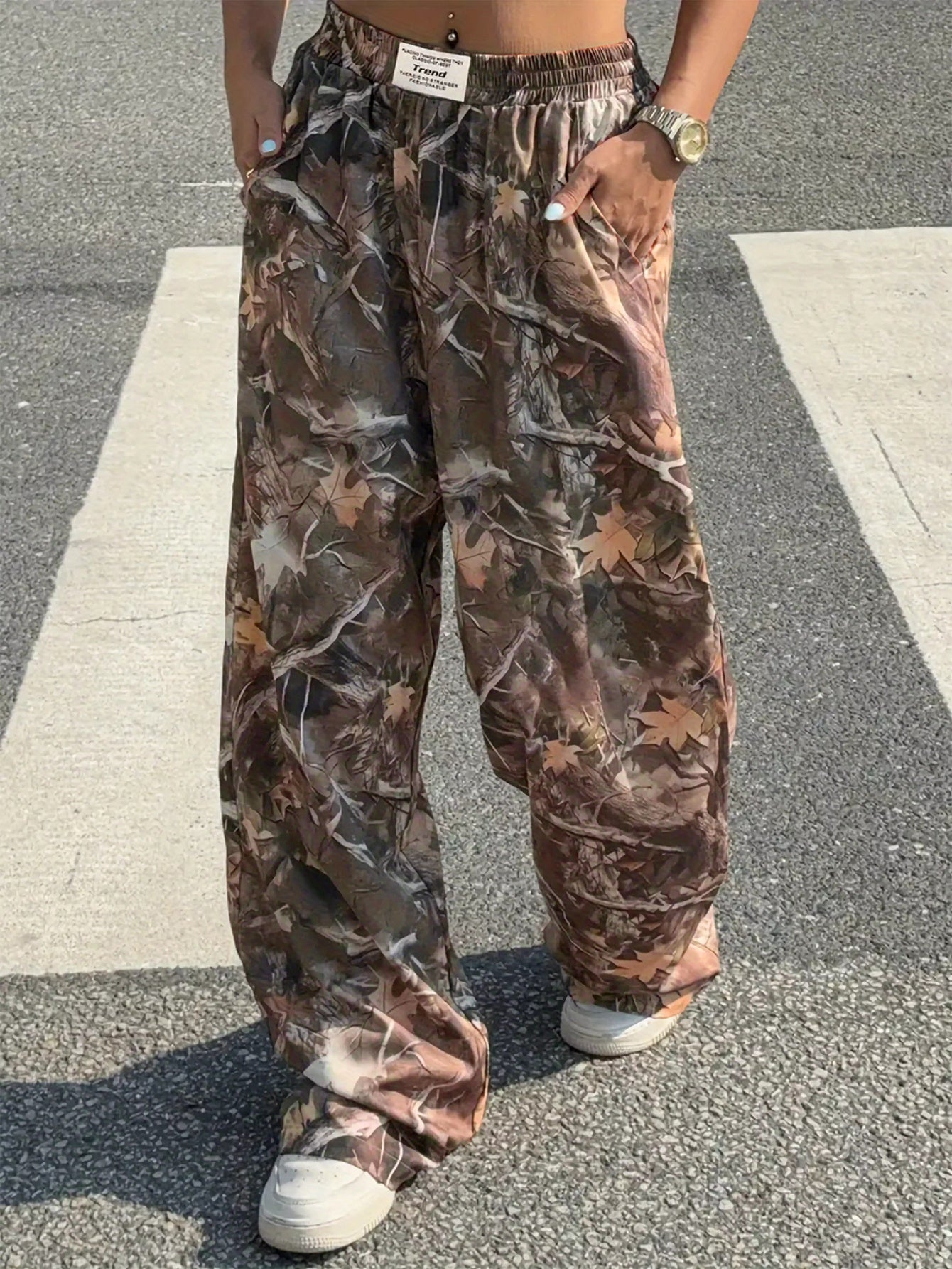 Slimming Casual Retro Multi-pocket Camouflage Cargo Pants For Women Cargo Grunge Baggy Trousers