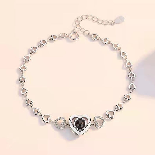 Language I Love You Heart To Heart Bracelet 925 Sterling Silver