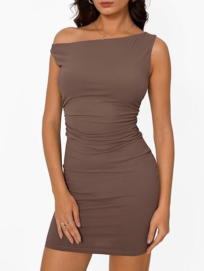 Women's Off-the-shoulder Neckline Waist  Sleeveless Dress