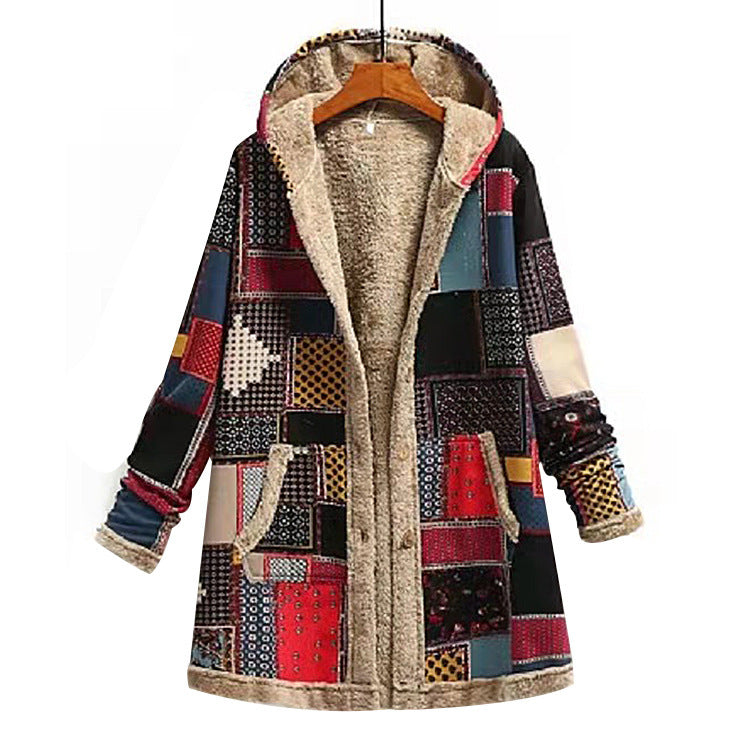 Cotton And Linen Printed Hoodie